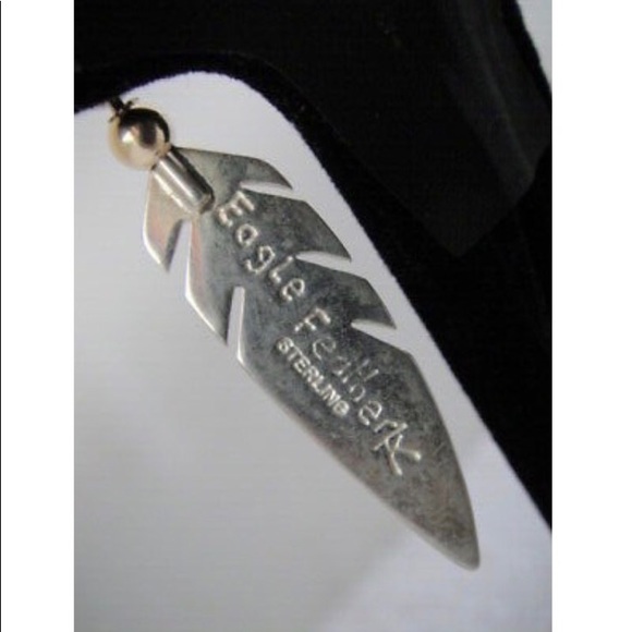 Ray Tracey • Sterling & 14k Eagle Feather Earrings - Picture 7 of 8